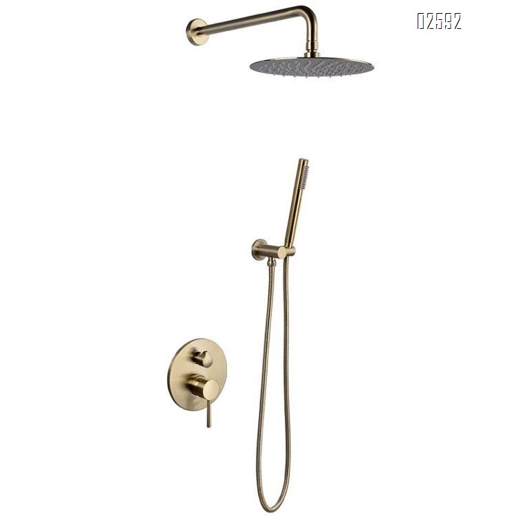 Full Brass golden concealed shower head set brushed gold vintage shower head wall-mounted sprayer for homestay
