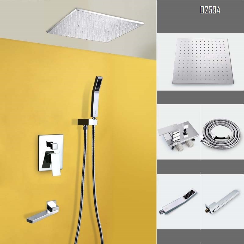 Dark-installed European minimalist luxury bathroom villa hotel shower hot melt flower shower set embedded shower