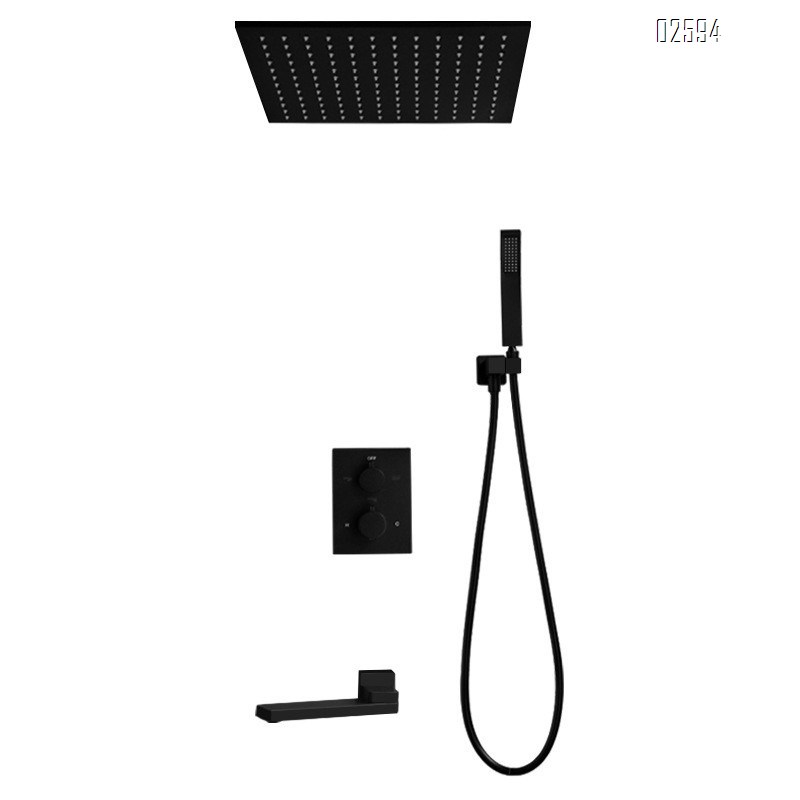 Dark-installed European minimalist luxury bathroom villa hotel shower hot melt flower shower set embedded shower