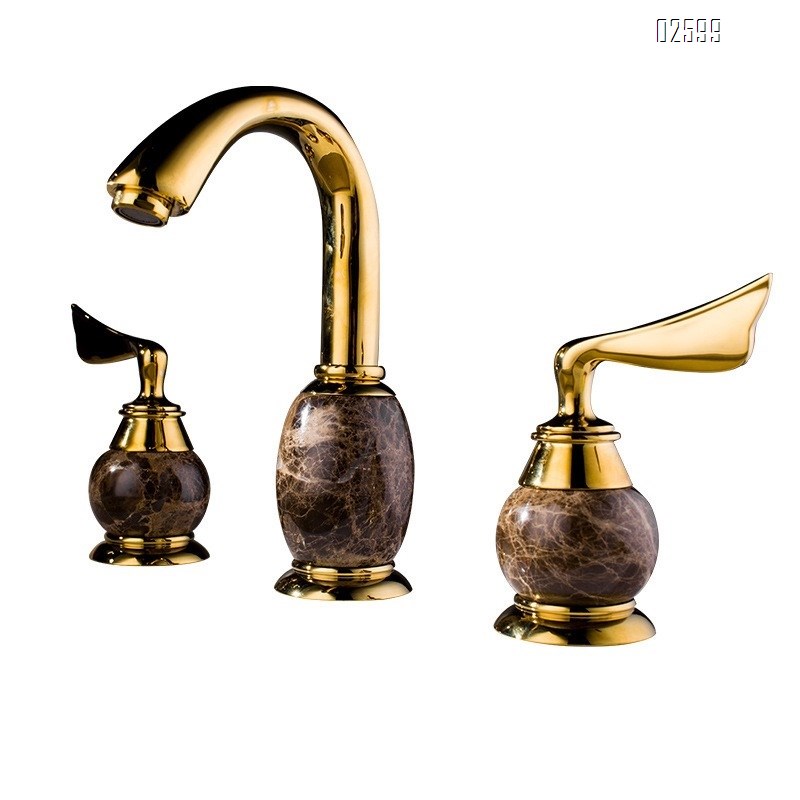 Antique-style villa Brass separate basin wash basin cold and hot double control three-hole hotel sitting faucet