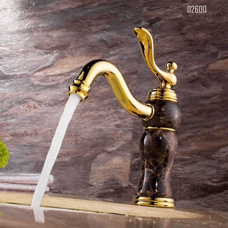 European style bathroom vintage wash basin faucet all Brass  hotel villa cold and hot double control basin single hole