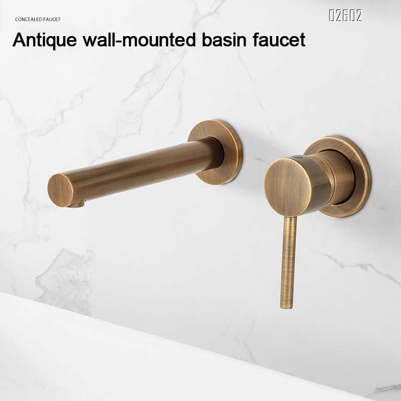 European minimalist luxury hidden wall-mounted basin wash basin cold and hot double control faucet home villa hotel