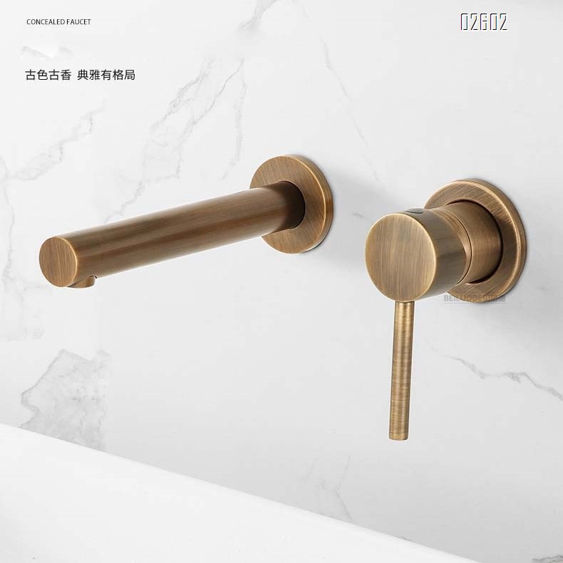 European minimalist luxury hidden wall-mounted basin wash basin cold and hot double control faucet home villa hotel