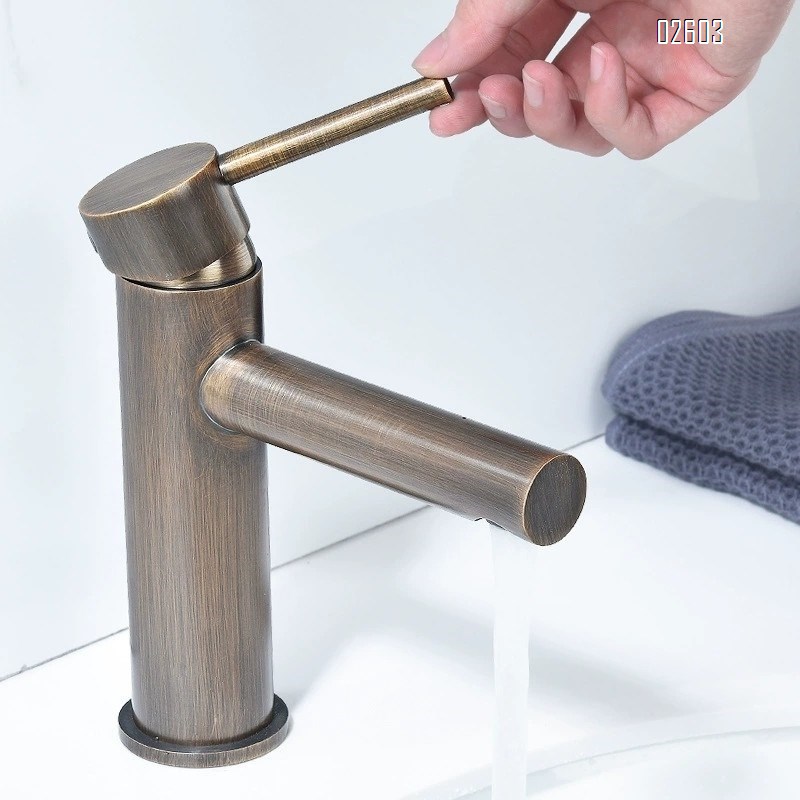 Brass cold and hot basin faucet home wash basin gold and black simple bathroom wash basin faucet