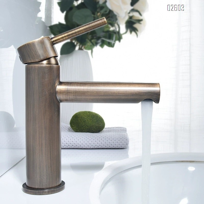 Brass cold and hot basin faucet home wash basin gold and black simple bathroom wash basin faucet