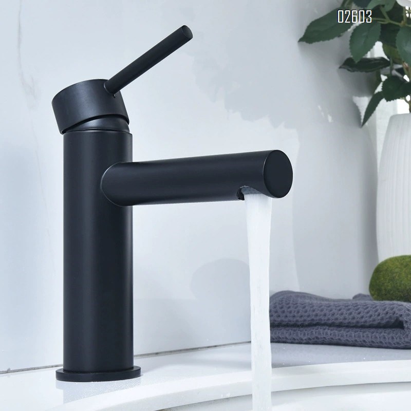 Brass cold and hot basin faucet home wash basin gold and black simple bathroom wash basin faucet