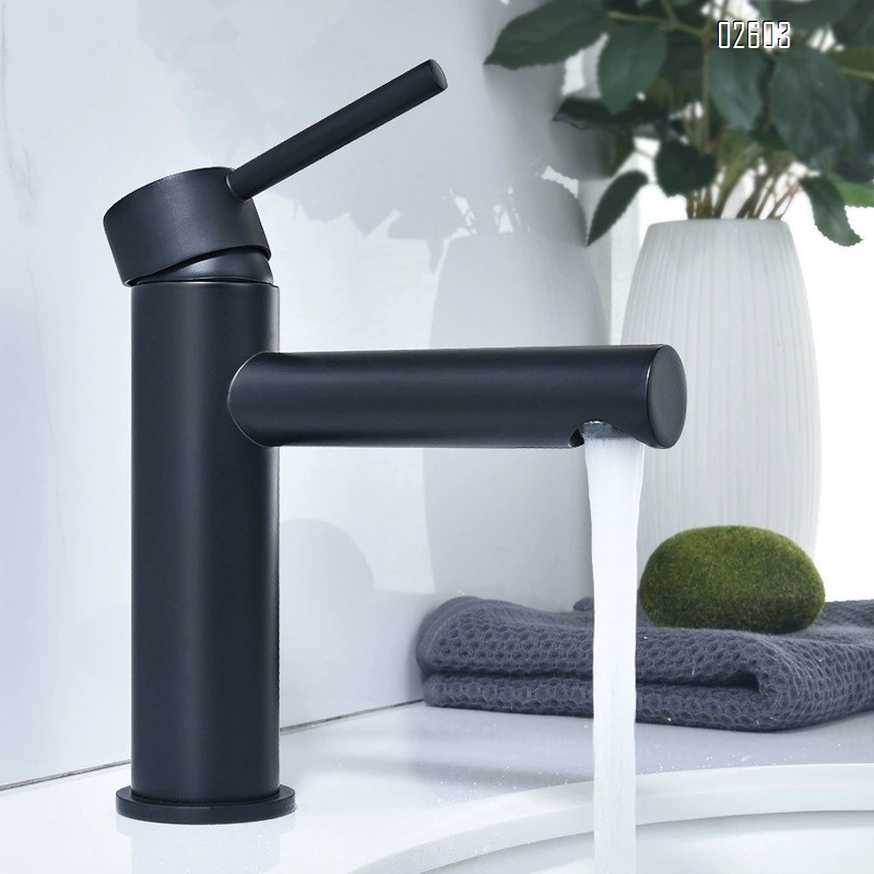 Brass cold and hot basin faucet home wash basin gold and black simple bathroom wash basin faucet
