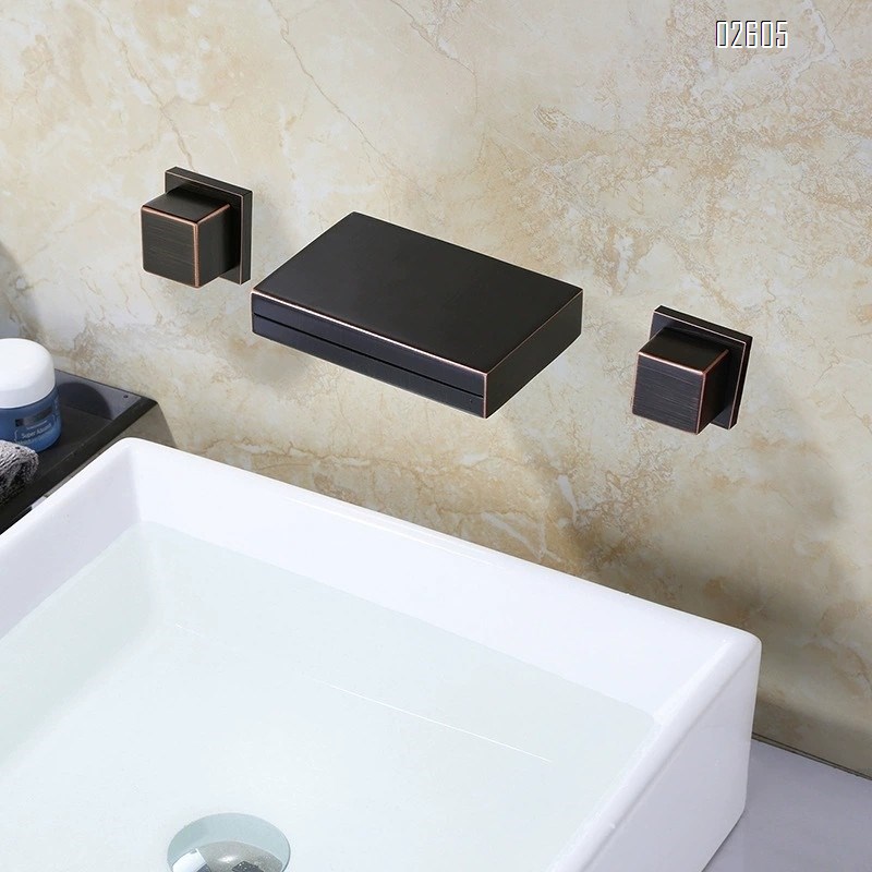 Antique style wall-mounted faucet full Brass cold and hot water waterfall faucet set European style