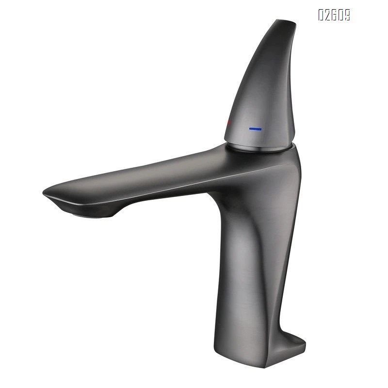Gun gray brushed basin faucet all Brass cold and hot water under-sink wash basin faucet bathroom black faucet