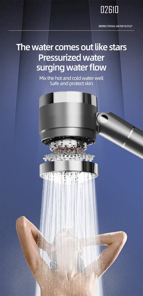 High Pressure Water Flow and Multiple Spray Modes Shower Head with Filter for Hard Water Bathroom Sh