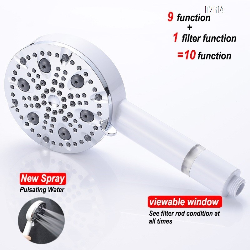 Filtered Handheld Shower Head Set 10 Functions with Hose and Bracket Anti-clog Nozzles for Hard Water Remove Chlorine
