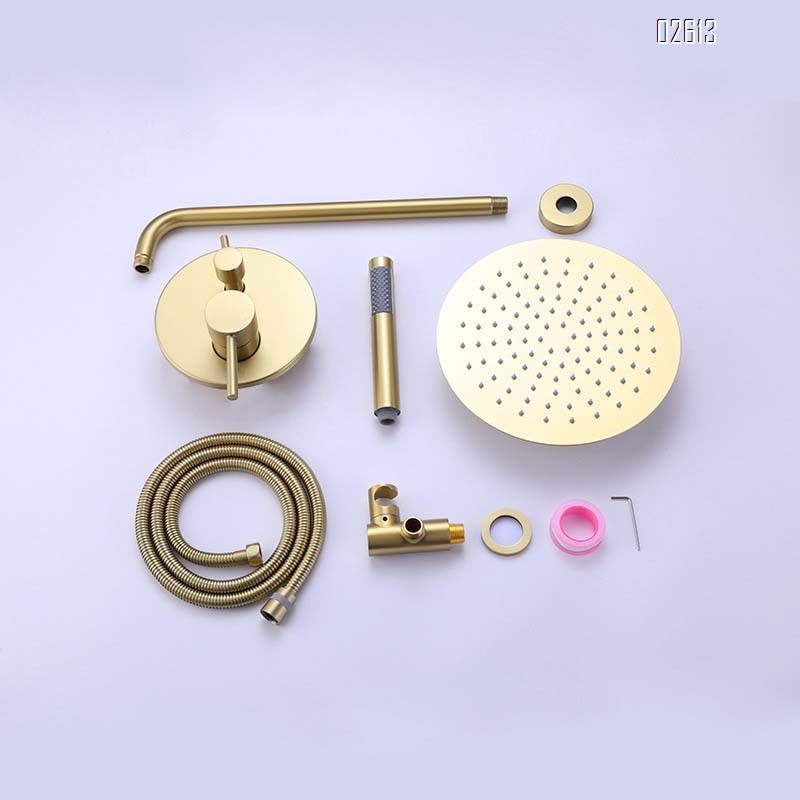 Round in-wall shower set Brass cold and hot hotel bathroom concealed two-function shower head