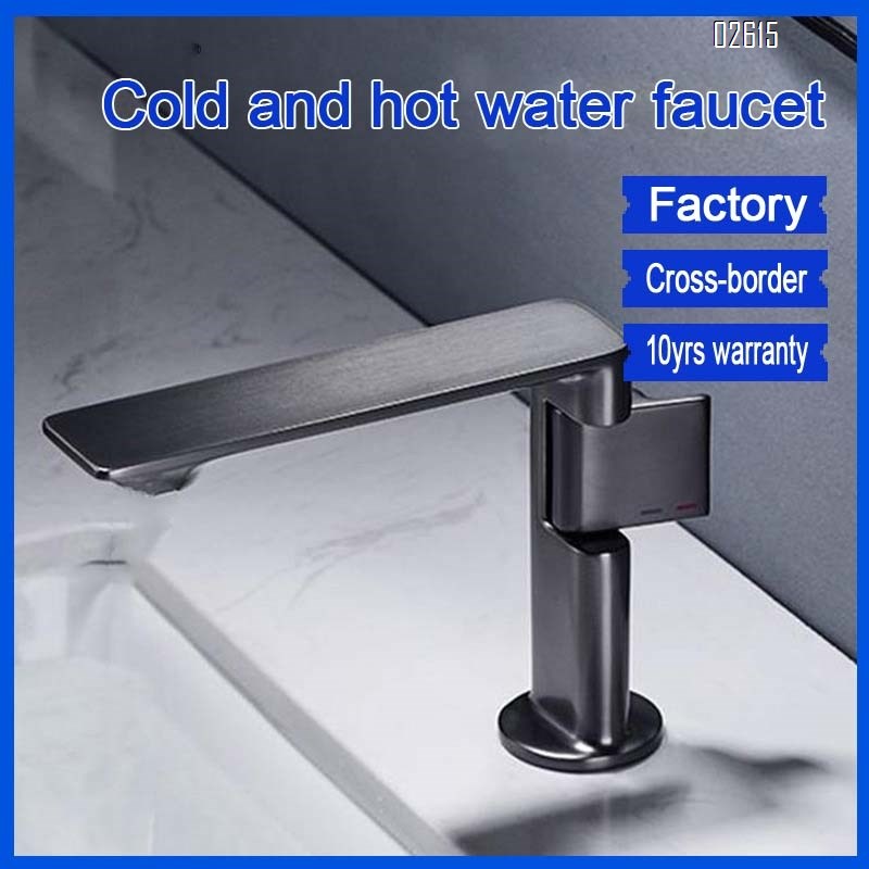 German gun Grey ash bathroom wash basin cold and hot water faucet all Brass wash basin basin wash basin wash basin faucet