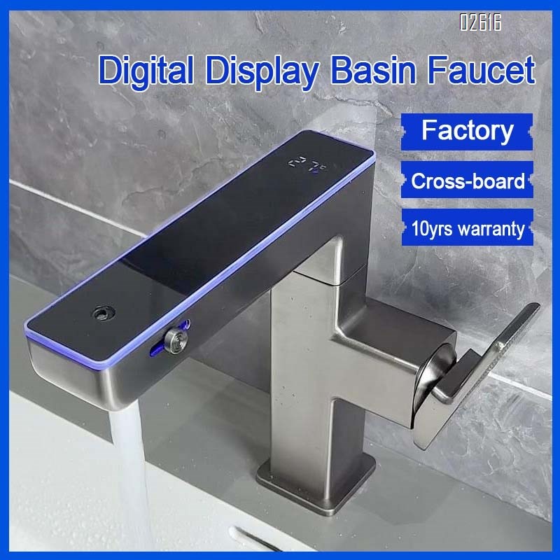 Brass basin faucet with rotating cold and hot water wash basin wash basin on the counter bathroom digital display mouthwash faucet