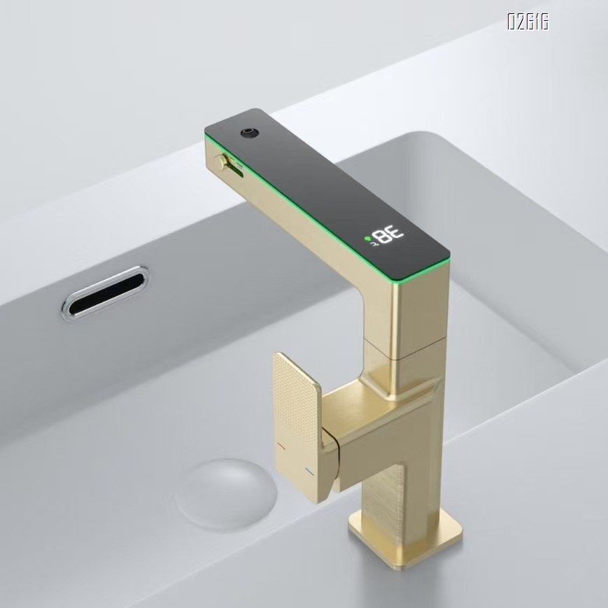 Brass basin faucet with rotating cold and hot water wash basin wash basin on the counter bathroom digital display mouthwash faucet