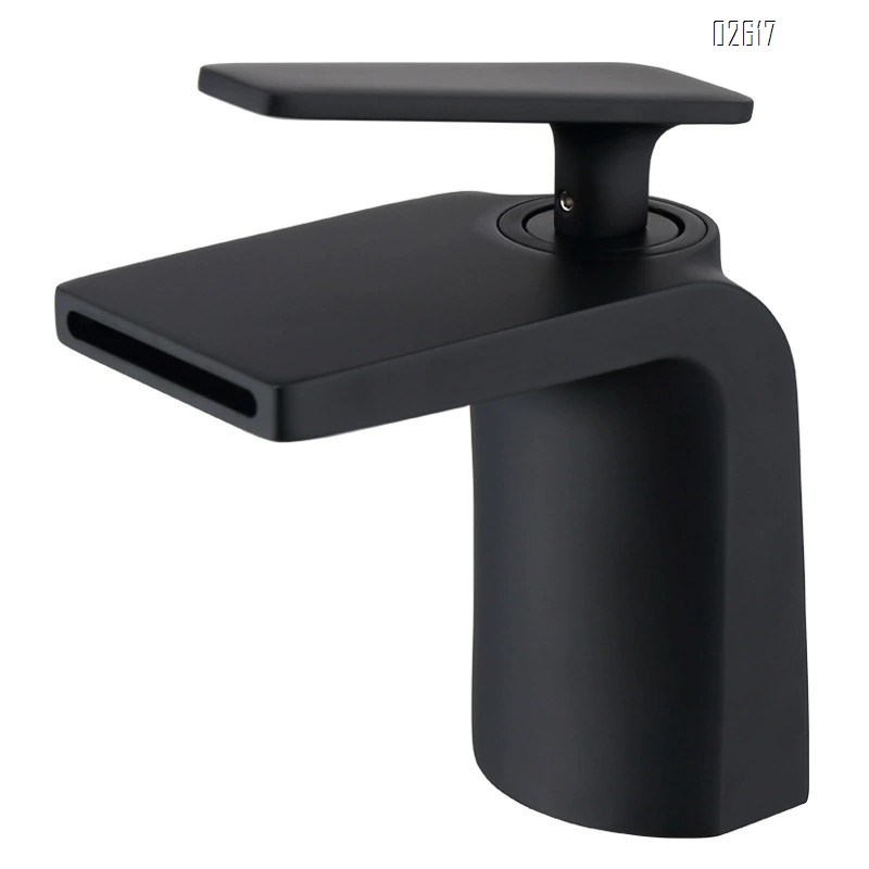 New all-Brass basin faucet waterfall water outlet wash basin cold and hot single hole black faucet