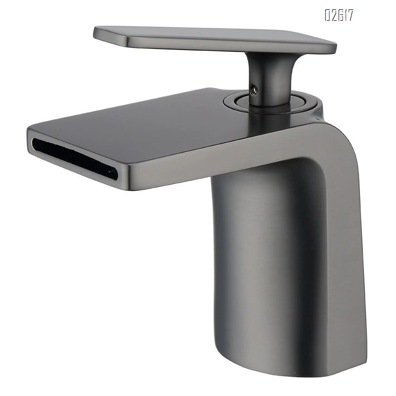 New all-Brass basin faucet waterfall water outlet wash basin cold and hot single hole black faucet
