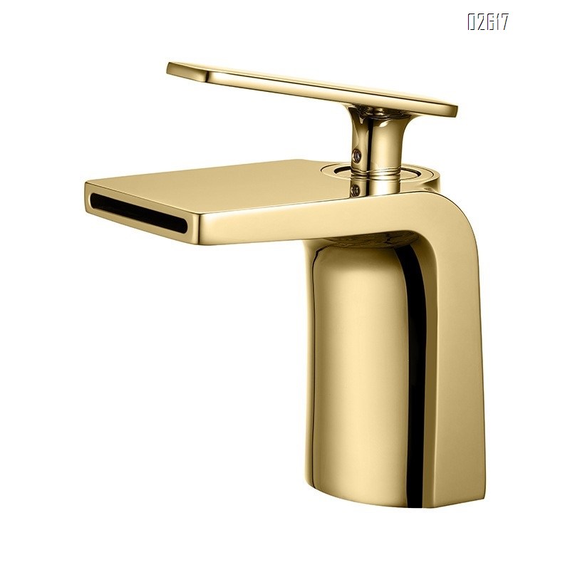 New all-Brass basin faucet waterfall water outlet wash basin cold and hot single hole black faucet