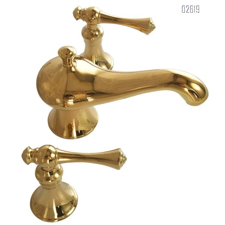 Antique style God lamp basin faucet all Brass gold color separate three-hole cold and hot water faucet