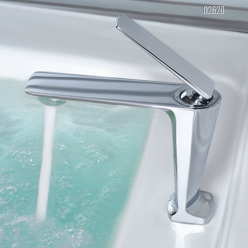 Brass European Gold basin faucet hotel bathroom single hole sitting simple high wash basin faucet
