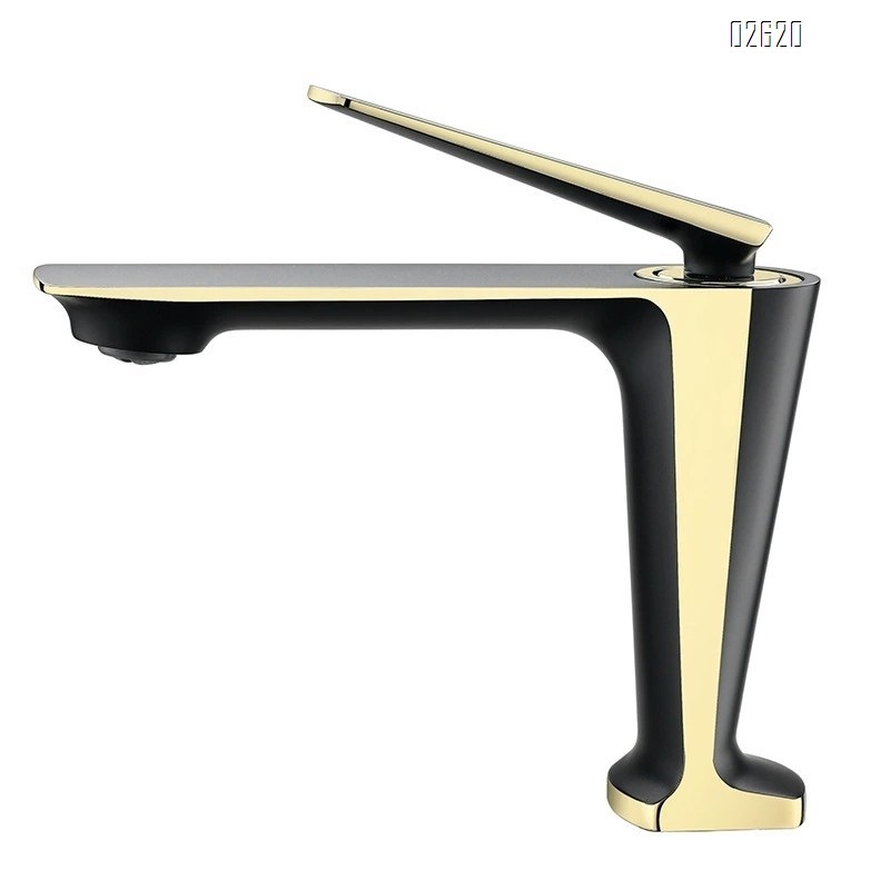 Brass European Gold basin faucet hotel bathroom single hole sitting simple high wash basin faucet