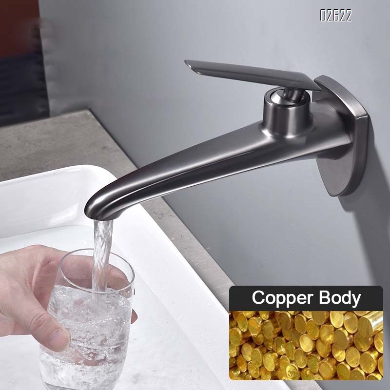 Wall-mounted white basin faucet with concealed installation water outlet from the wall hotel cold and hot wash basin faucet