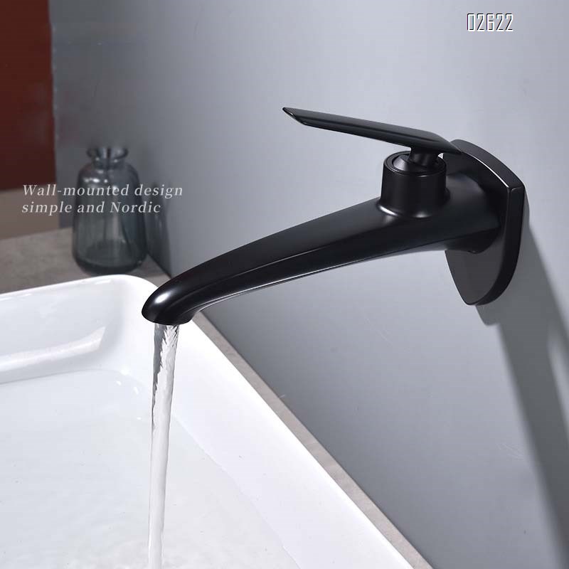 Wall-mounted white basin faucet with concealed installation water outlet from the wall hotel cold and hot wash basin faucet