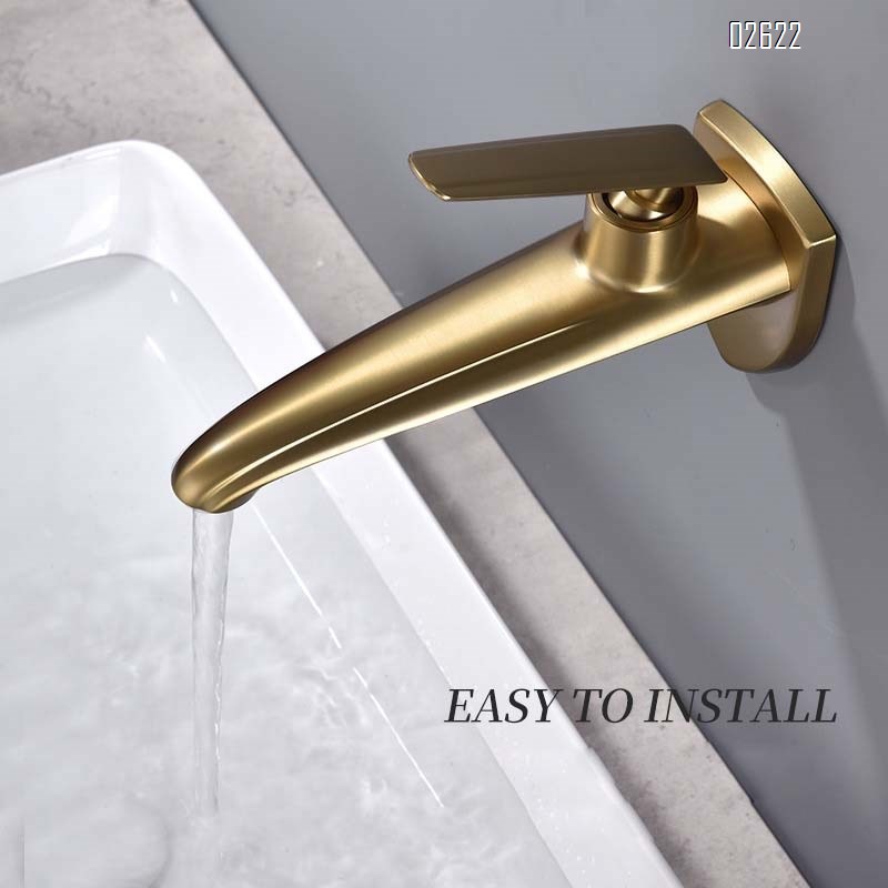 Wall-mounted white basin faucet with concealed installation water outlet from the wall hotel cold and hot wash basin faucet