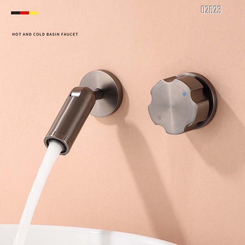Brass gun gray hidden basin faucet embedded cold and hot water mixing valve wash basin bathroom faucet