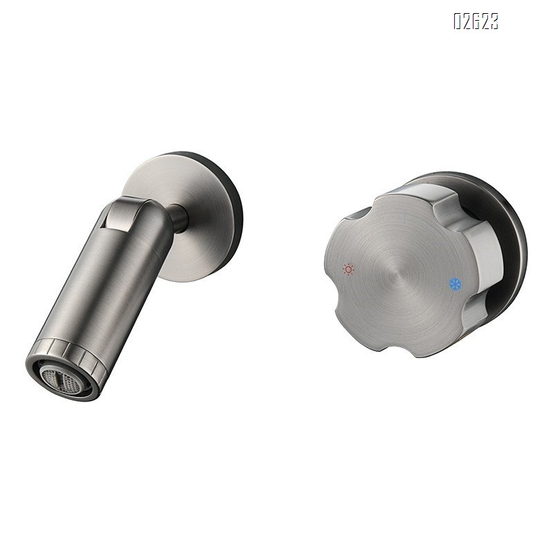 Brass gun gray hidden basin faucet embedded cold and hot water mixing valve wash basin bathroom faucet