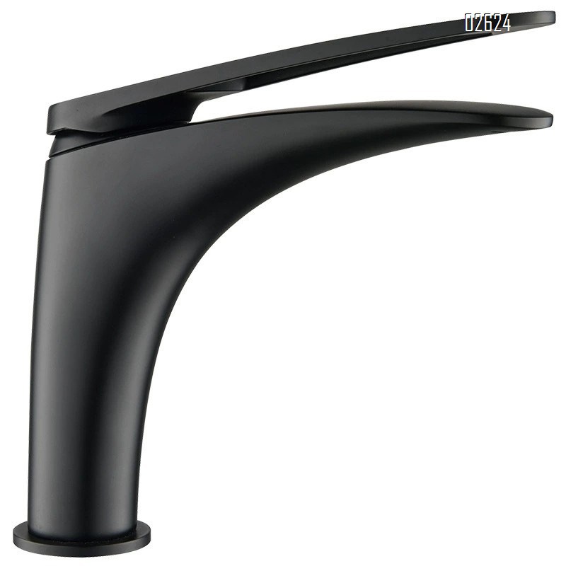 Single-hole bathroom faucet with cold and hot water matte Gun Grey lift-style mixing faucet for wash basin