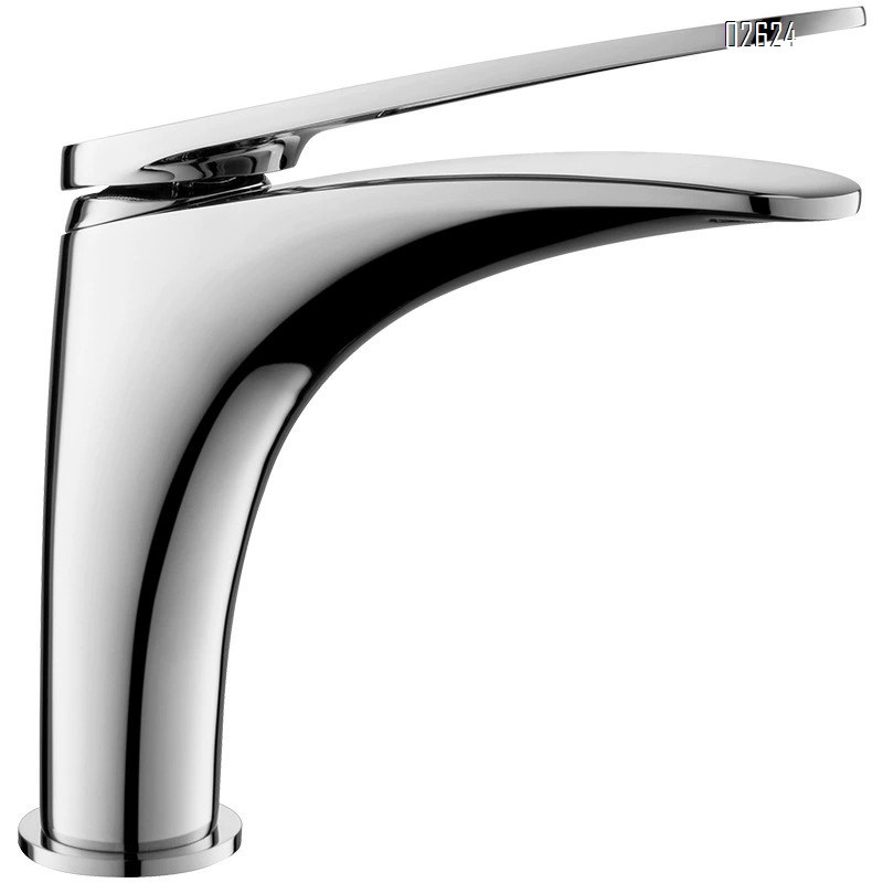 Single-hole bathroom faucet with cold and hot water matte Gun Grey lift-style mixing faucet for wash basin