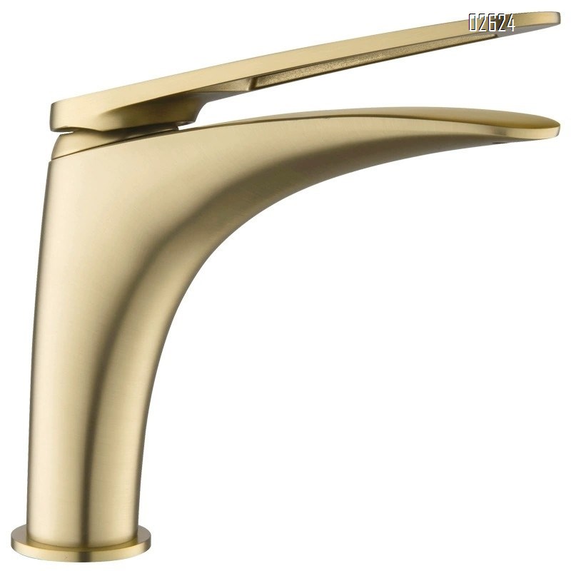 Single-hole bathroom faucet with cold and hot water matte Gun Grey lift-style mixing faucet for wash basin