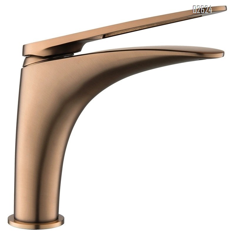 Single-hole bathroom faucet with cold and hot water matte Gun Grey lift-style mixing faucet for wash basin