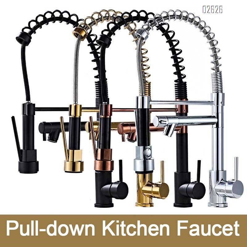 Kitchen cold and hot spring pull-out faucet stainless steel with base plate sink purified water dual use single hole