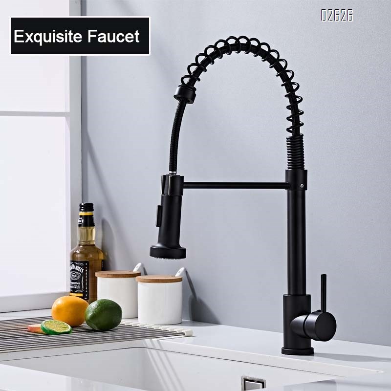 Kitchen cold and hot spring pull-out faucet stainless steel with base plate sink purified water dual use single hole