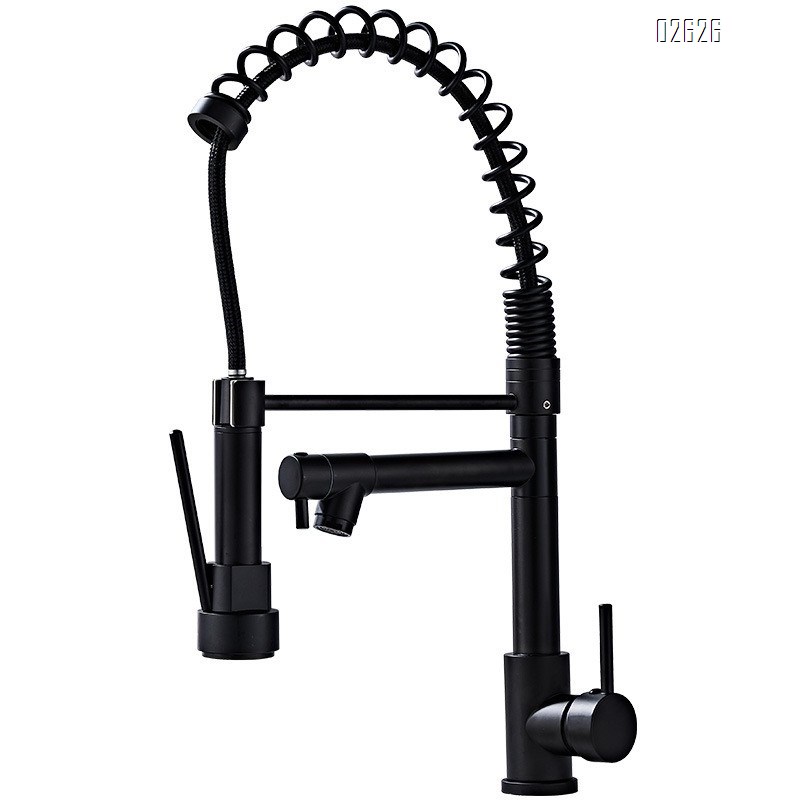 Kitchen cold and hot spring pull-out faucet stainless steel with base plate sink purified water dual use single hole