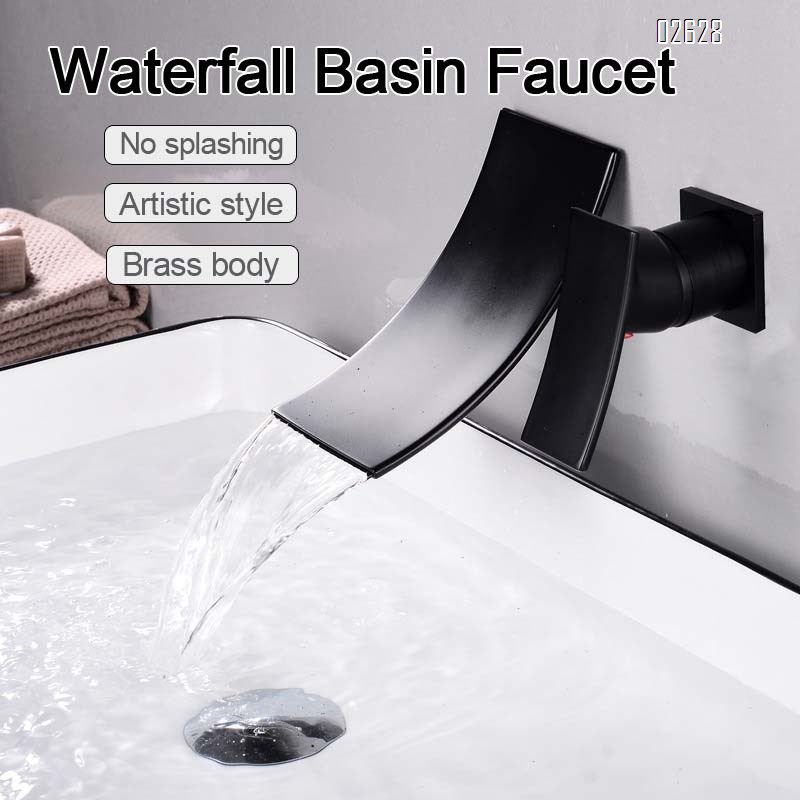 Brass concealed wall-mounted  waterfall faucet cold and hot basin wash basin mixing wall faucet