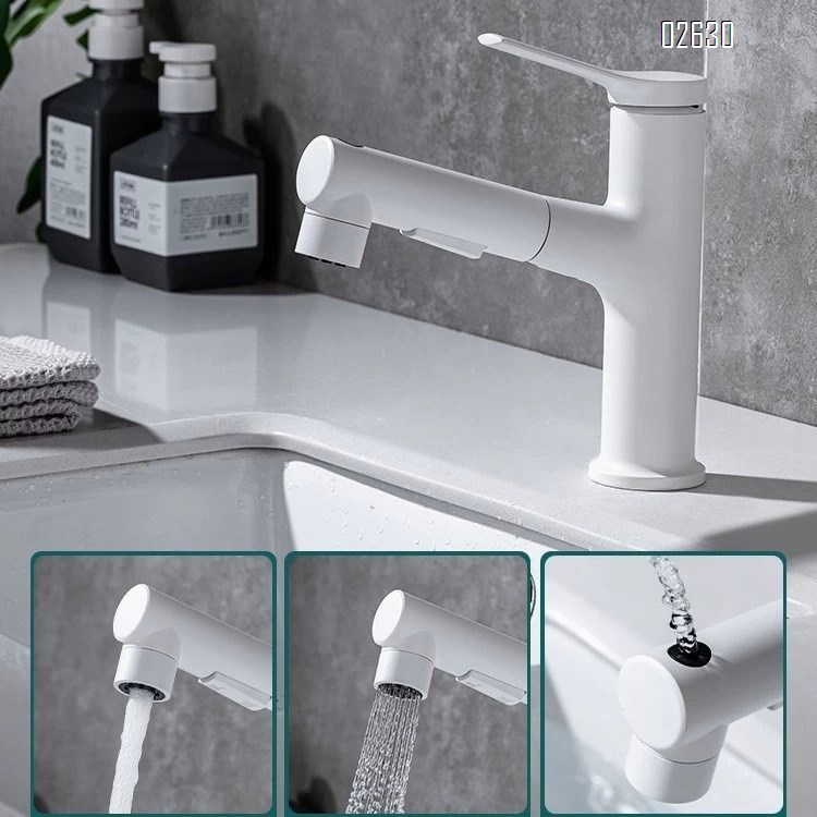 Gun gray bathroom wash basin pull-out faucet rotating upsurge water outlet bathroom counter basin faucet