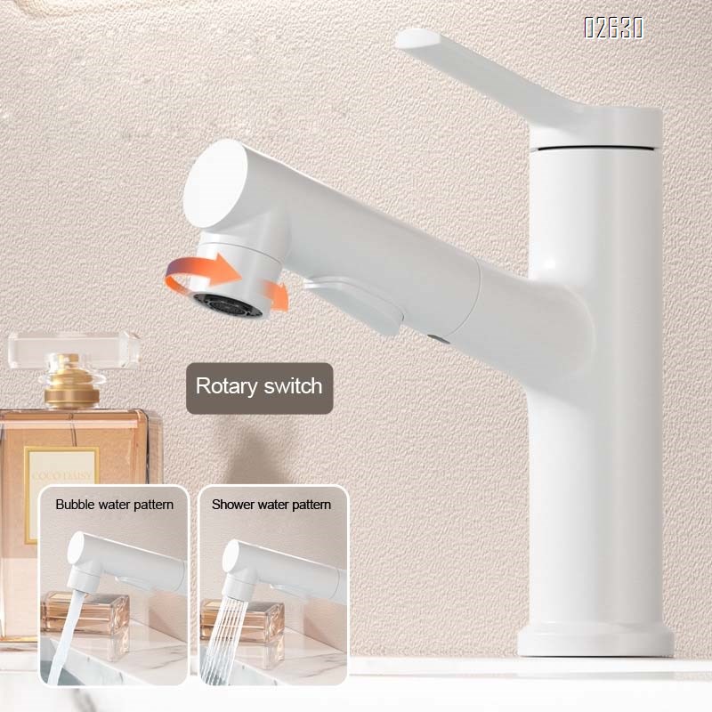 Gun gray bathroom wash basin pull-out faucet rotating upsurge water outlet bathroom counter basin faucet