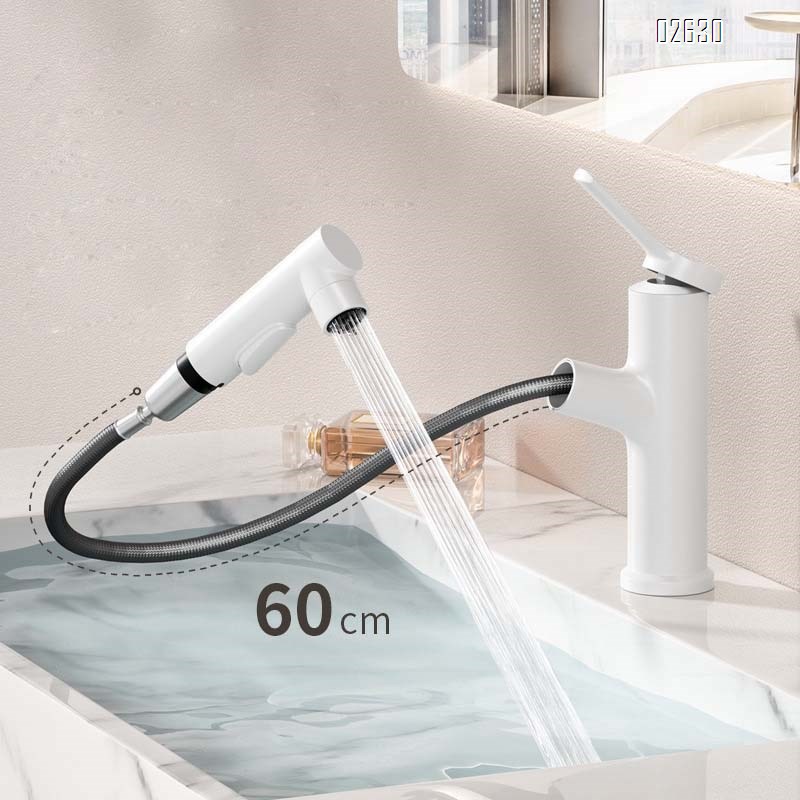 Gun gray bathroom wash basin pull-out faucet rotating upsurge water outlet bathroom counter basin faucet