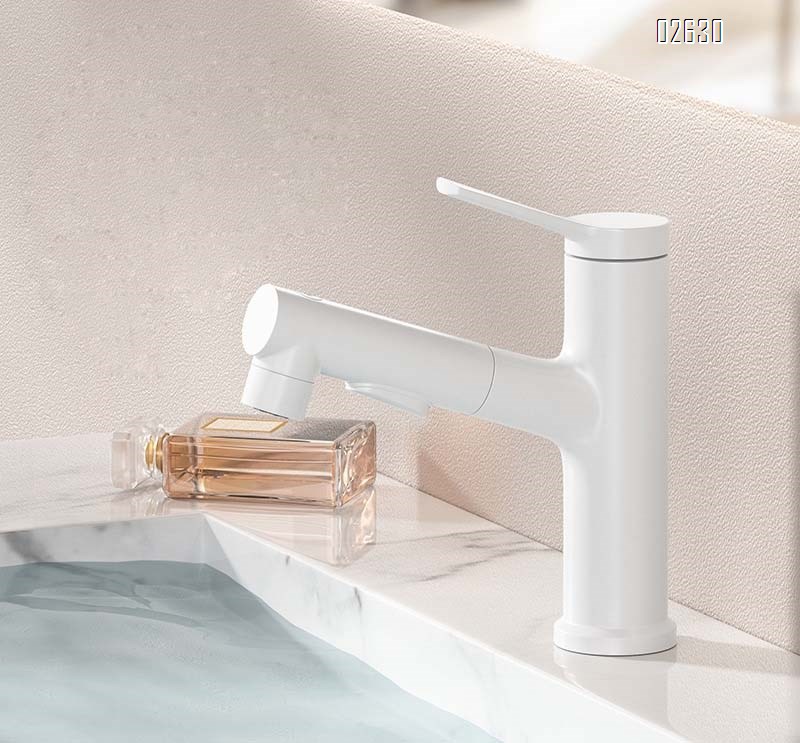 Gun gray bathroom wash basin pull-out faucet rotating upsurge water outlet bathroom counter basin faucet