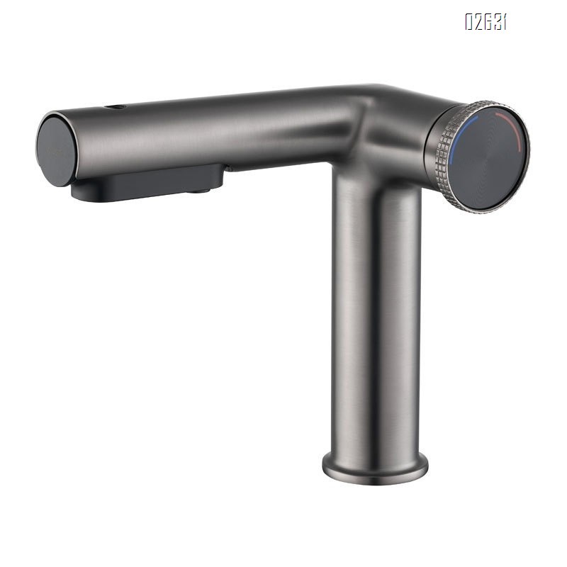 Brass Gun gray pull-out faucet basin cold and hot water faucet bathroom wash basin under and above the basin bathroom