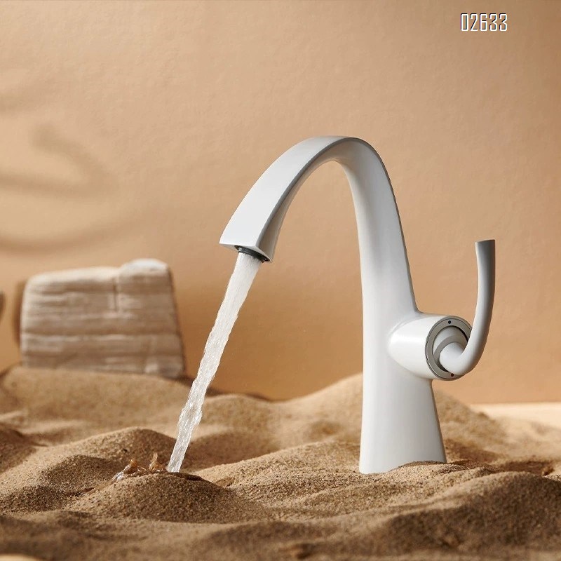 Brass Gun gray wash basin faucet with cold and hot water wash basin with upper and lower basins bathroom cabinet washstand