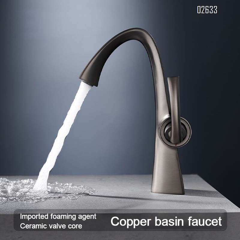 Brass Gun gray wash basin faucet with cold and hot water wash basin with upper and lower basins bathroom cabinet washstand