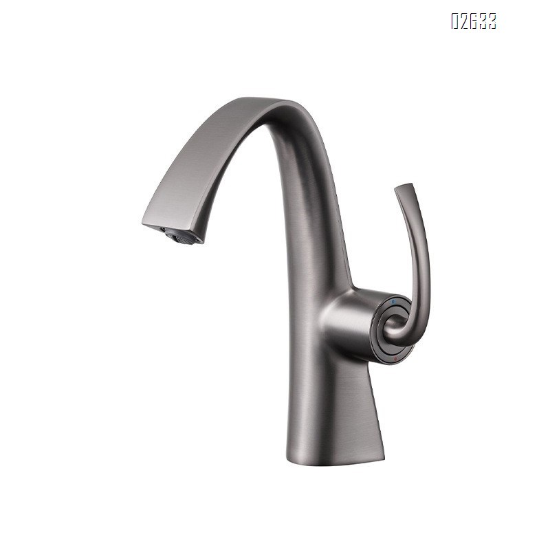 Brass Gun gray wash basin faucet with cold and hot water wash basin with upper and lower basins bathroom cabinet washstand