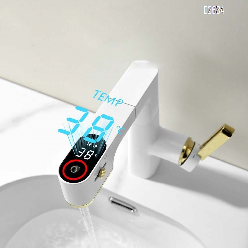 High-end all-Brass intelligent digital faucet home basin bathroom cabinet can be pulled out automatically telescopic cold and hot faucet