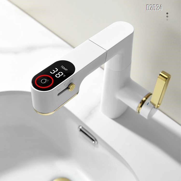 High-end all-Brass intelligent digital faucet home basin bathroom cabinet can be pulled out automatically telescopic cold and hot faucet