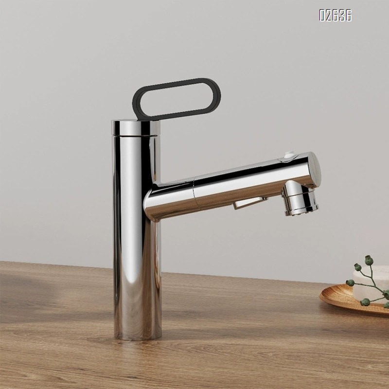 Brass pull-out kitchen faucet with gunmetal finish home use extendable copper sink faucet for wash basin