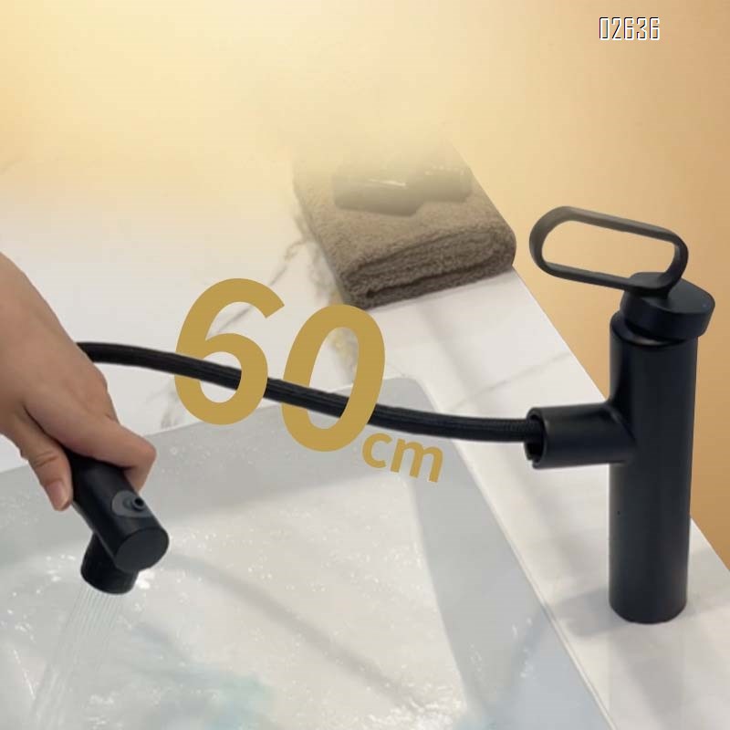Brass pull-out kitchen faucet with gunmetal finish home use extendable copper sink faucet for wash basin